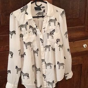 Maeve Women’s Button up Blouse Zebra Design Sz 2